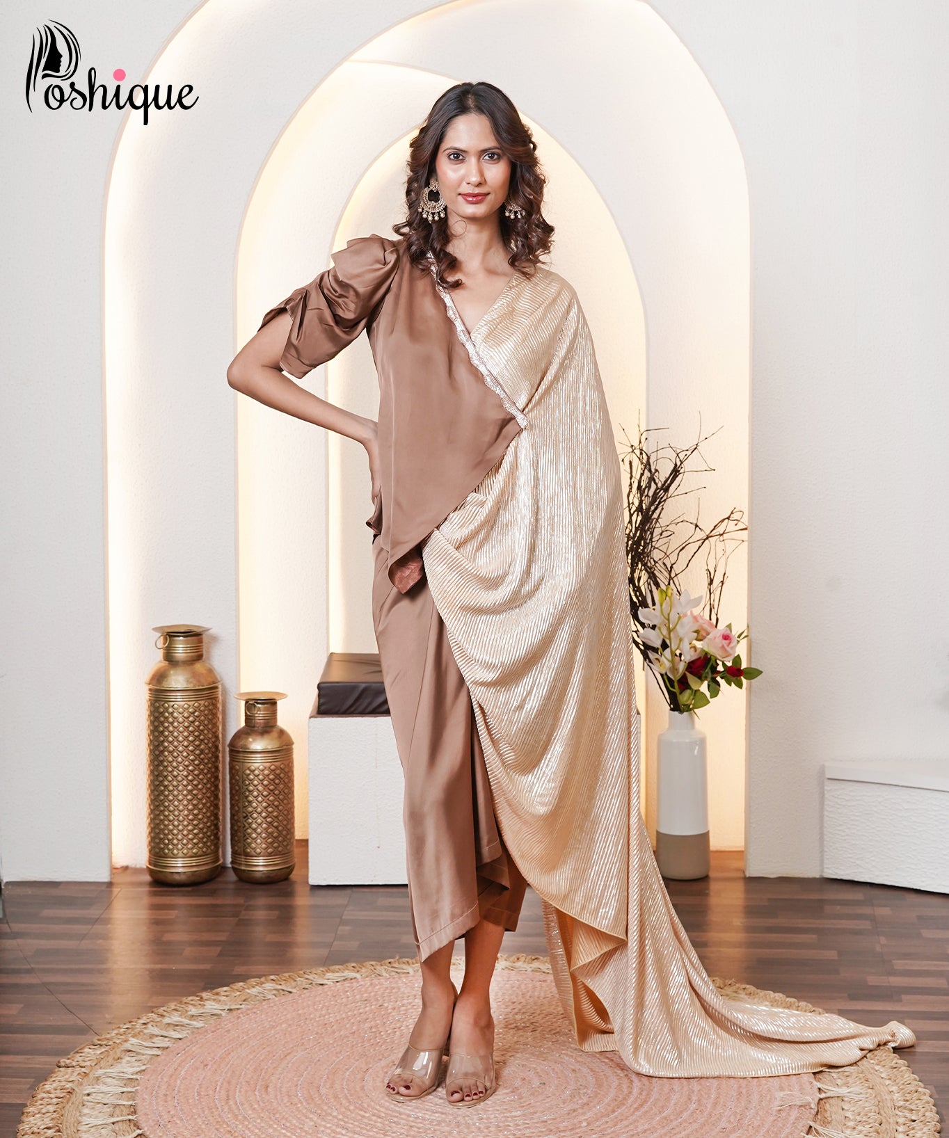 Champagne Gold Pleated Drape Skirt