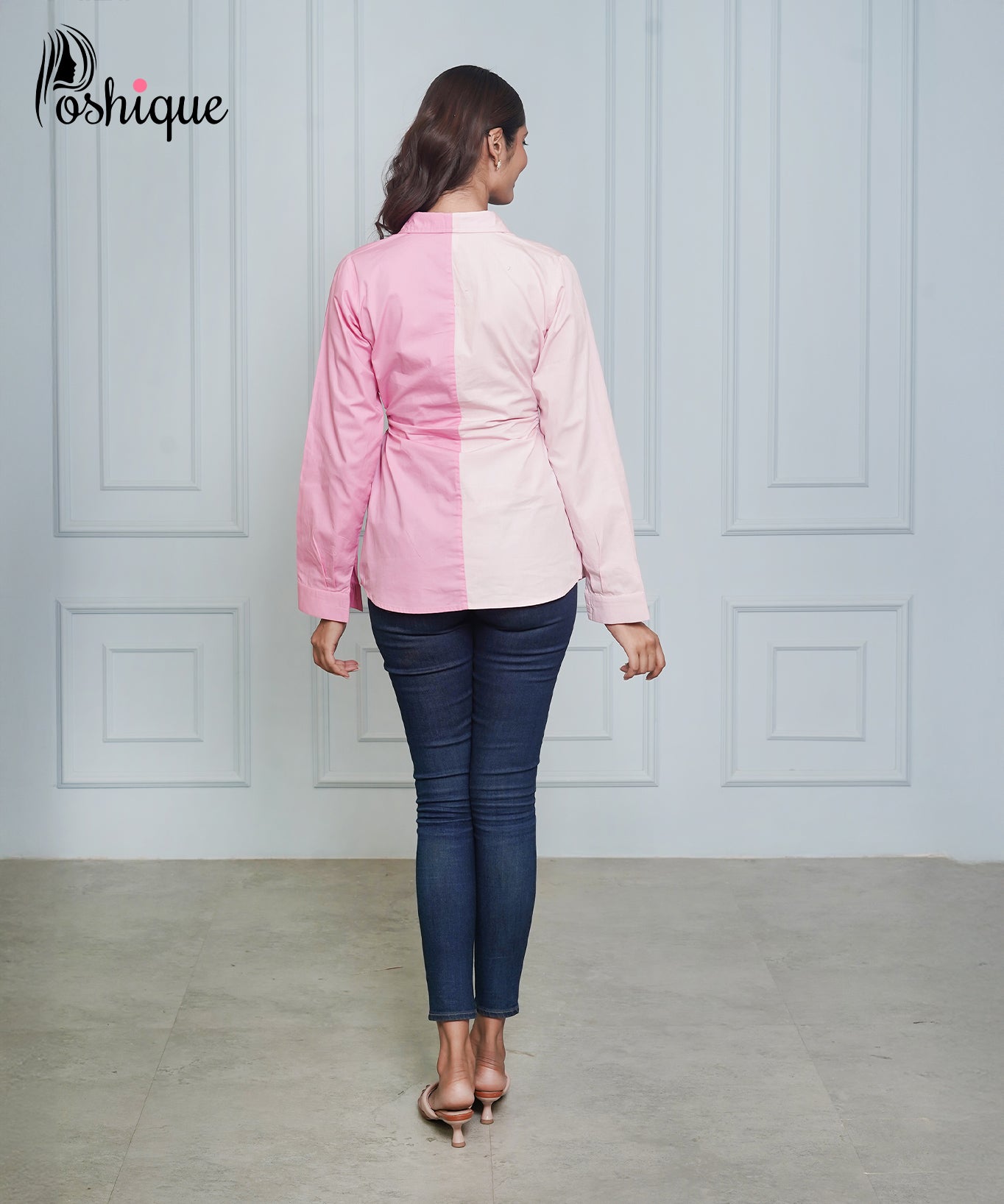 Dual-Tone Pink Button-Down Shirt