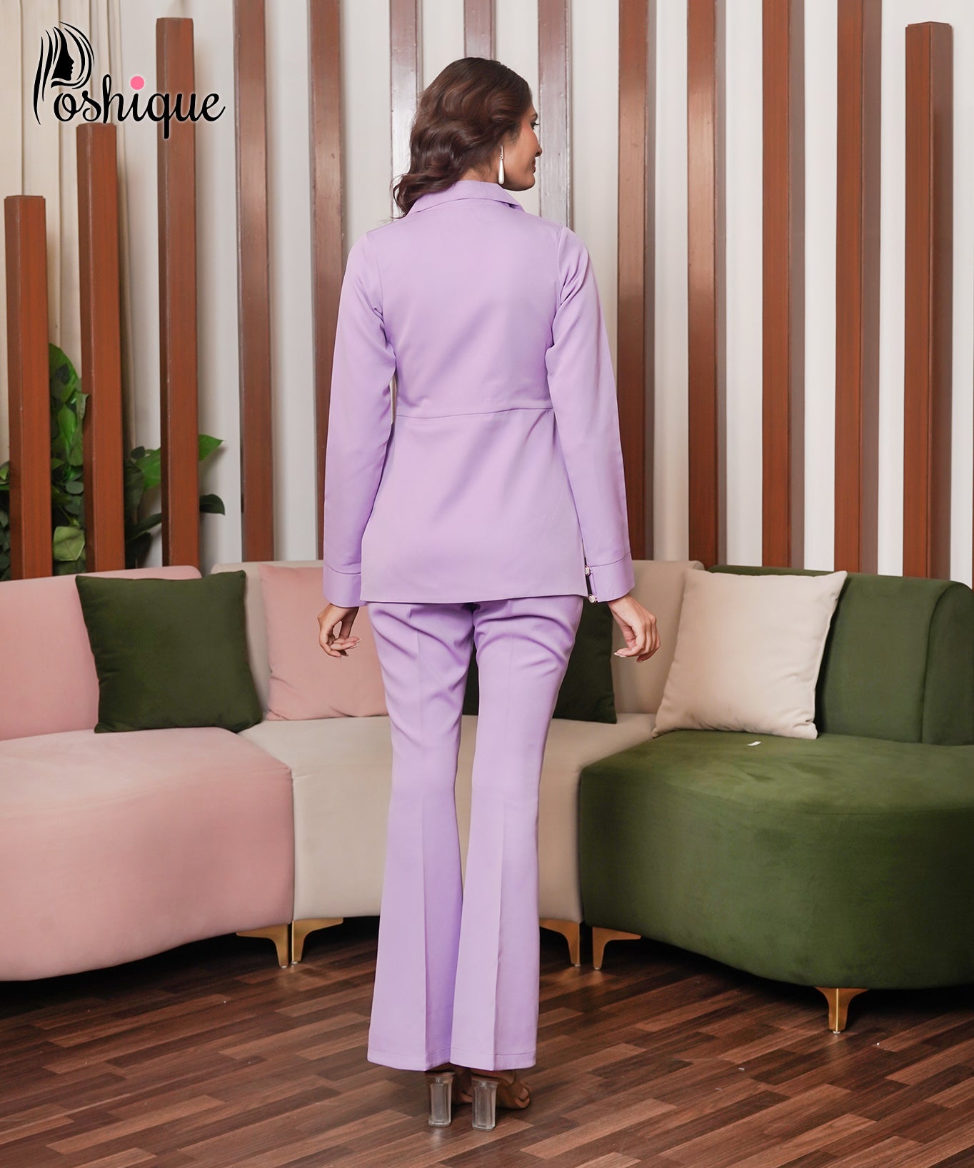 Lavender Pleated Blazer & Slim Trousers Set