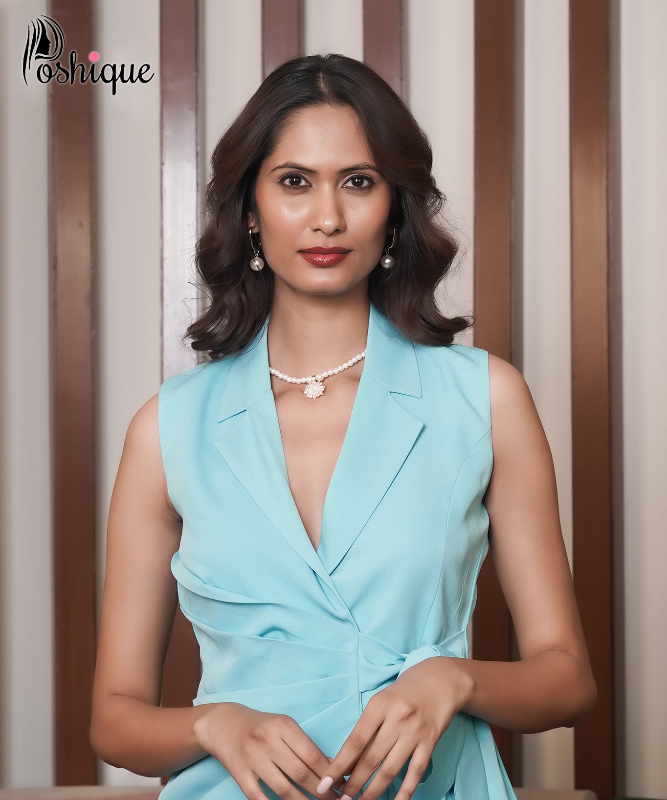 Aqua Sleeveless Wrap Top